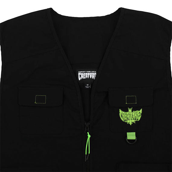 Creature Gravette Cut and Tie Utility Vest Black