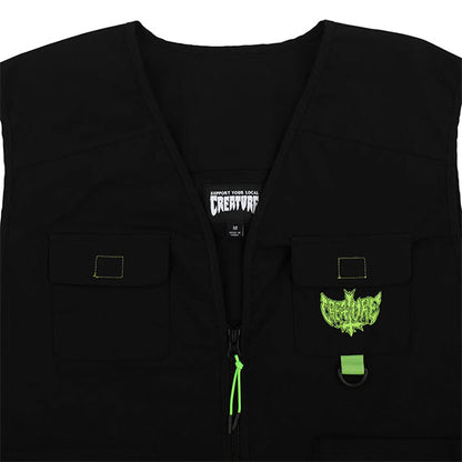 Creature Gravette Cut and Tie Utility Vest Black