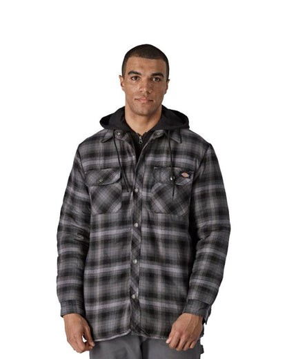 Dickies Fleece Hooded Flannel Shirt Jacket - Charcoal