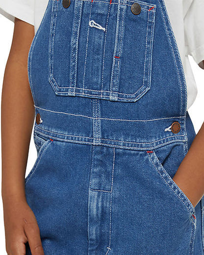 Dickies Kids' Denim Bib Overall Stonewashed Indigo Blue