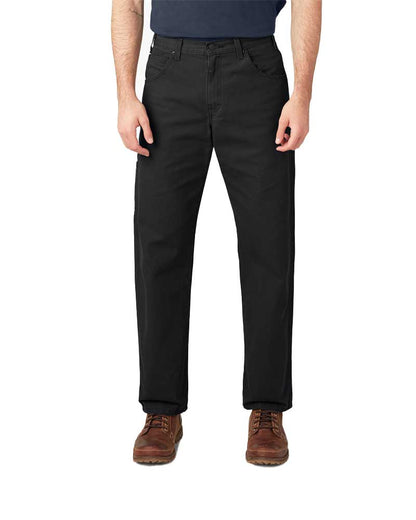 Dickies Men's Relaxed Fit HW Duck Carpenter Pants Rinsed Black
