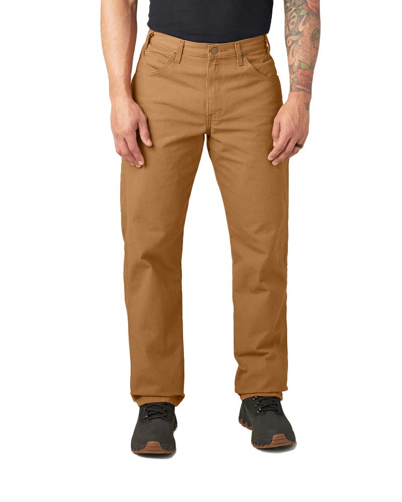 Dickies Men's Relaxed Fit HW Duck Carpenter Pants Rinsed Brown Duck