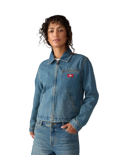Dickies Women's Denim Painter Jacket Khaki Tinted Blue