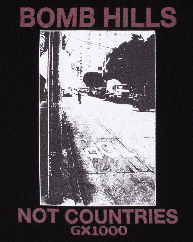 GX1000 Bomb Hills Not Countries T-Shirt Black/Burgundy