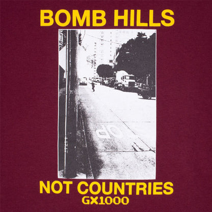GX1000 Bomb Hills Not Countries T-Shirt Burgundy/Yellow