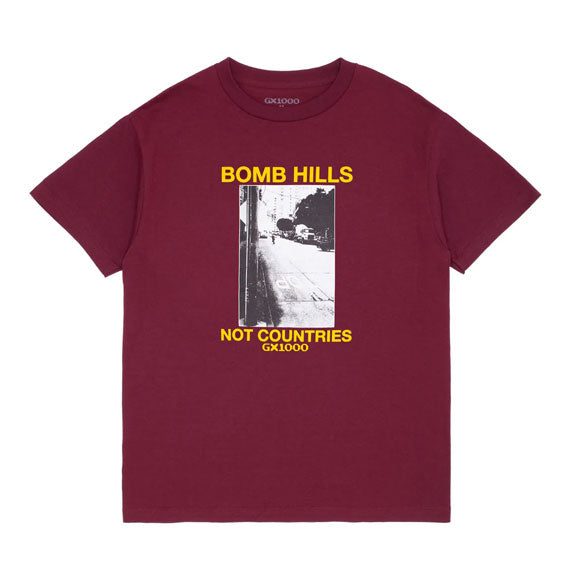 GX1000 Bomb Hills Not Countries T-Shirt Burgundy/Yellow