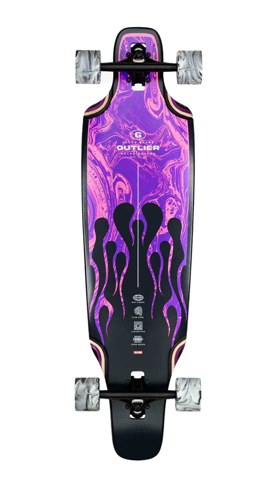 Globe Outlier Purple Flames Longboard 36"