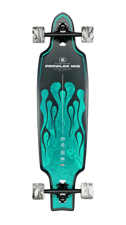 Globe Prowler Mid Green Flames Longboard 34"