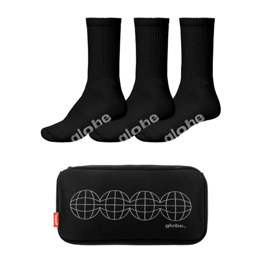 Globe Stealth Hi Crew Sock 3-Pack + Case Black