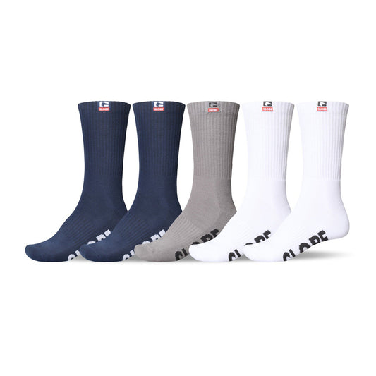 Globe Woven Logo Hi Crew Sock 5 Pack