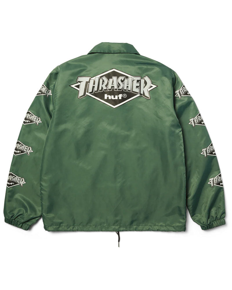 HUF X Thrasher Logo Jacket Forest Green – The Source Snowboard & Skate
