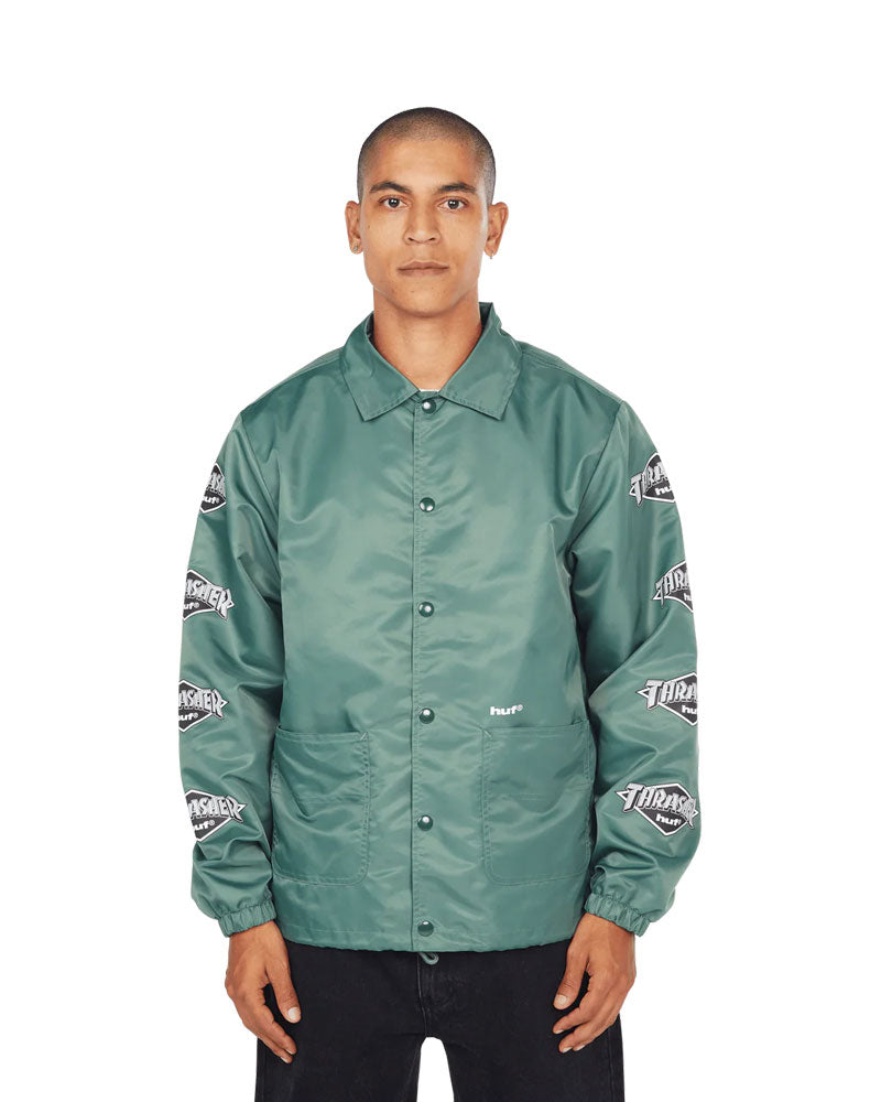 THRASHER ダークグリーンジャケット THRASHER（スラッシャー） ナイロンジャケット The Bew Religion World