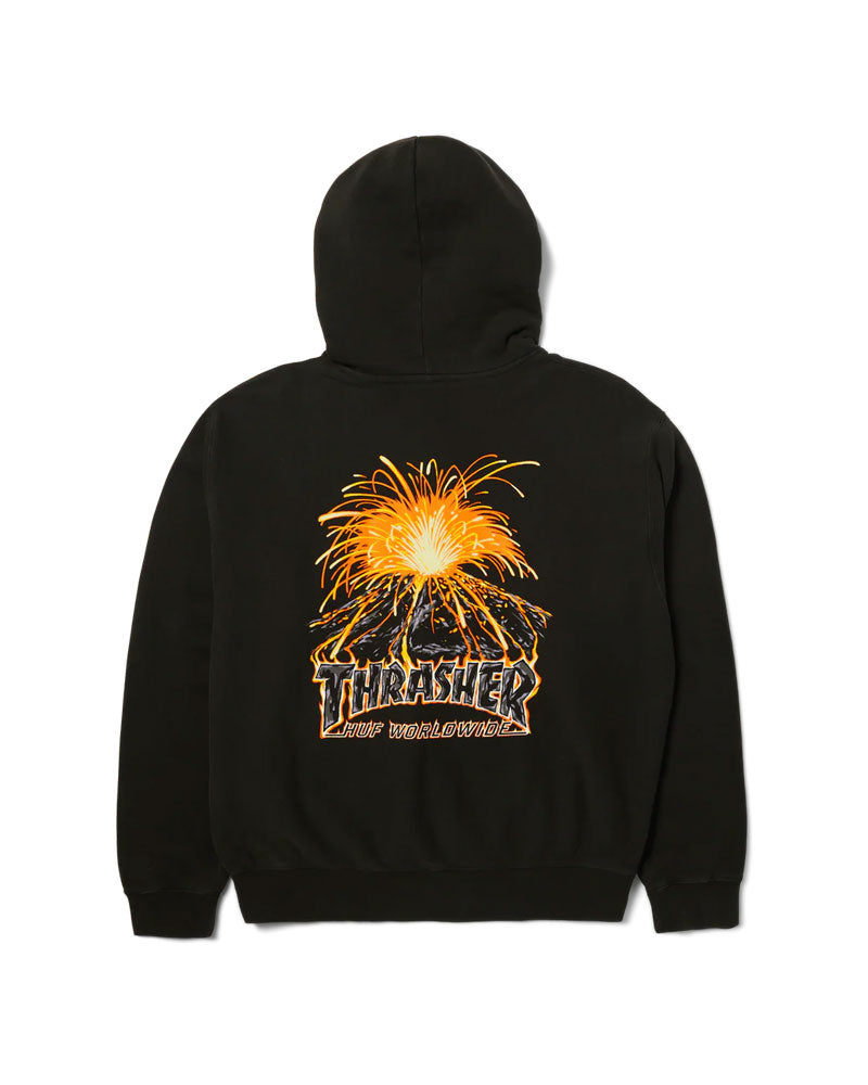 HUF x Thrasher Meltdown Heavyweight Hoodie Washed Black