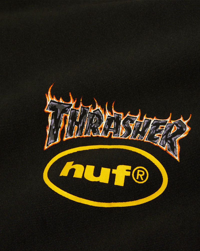 HUF x Thrasher Meltdown Heavyweight Hoodie Washed Black