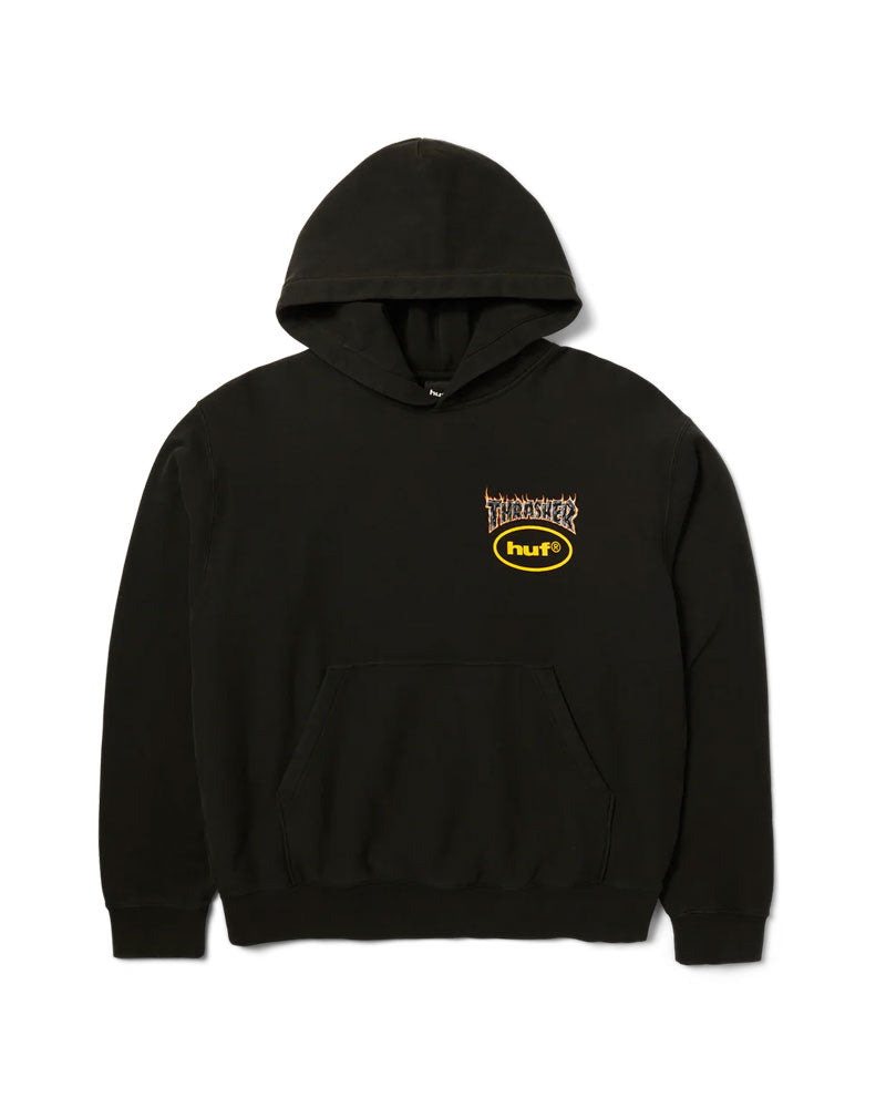 HUF x Thrasher Meltdown Heavyweight Hoodie Washed Black