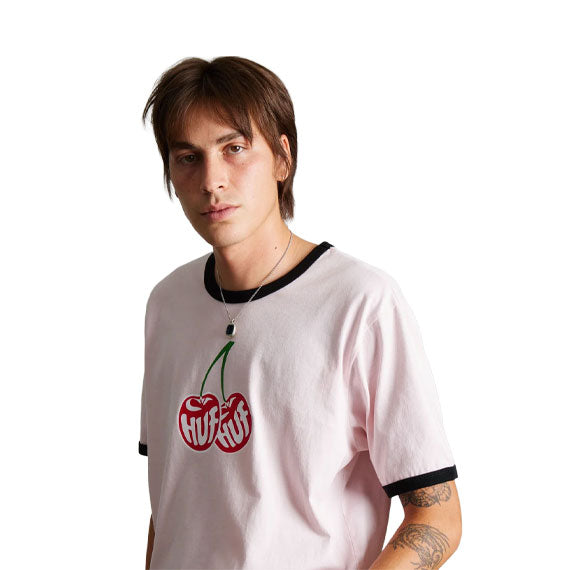 Huf Cherries Ringer T-Shirt Dusty Pink