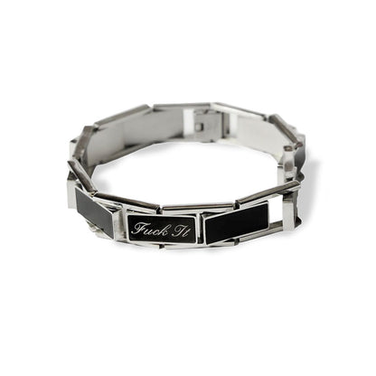 Huf Fuck It Enamel Link Bracelet Silver