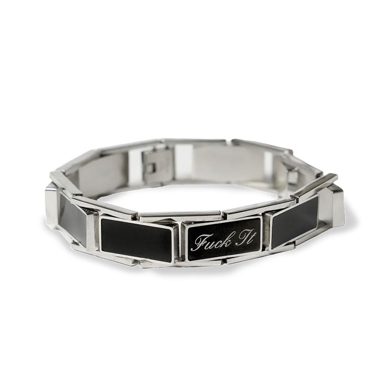 Huf Fuck It Enamel Link Bracelet Silver