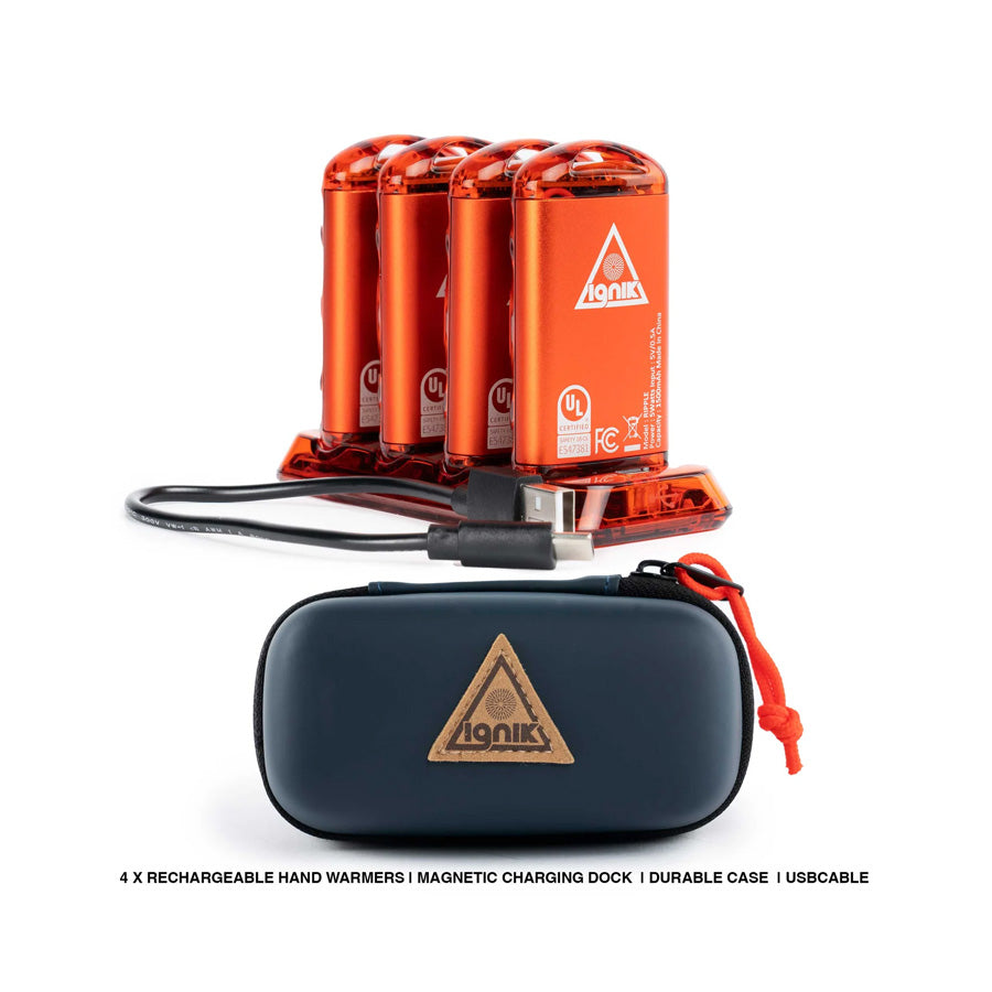 Ignik Ripple Rechargeable Hand Warmers 4-pack Lava Orange