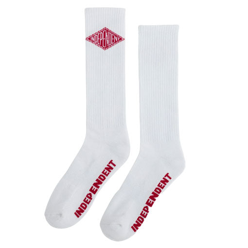 Independent Diamond Groundwork Mid Crew Sock - White