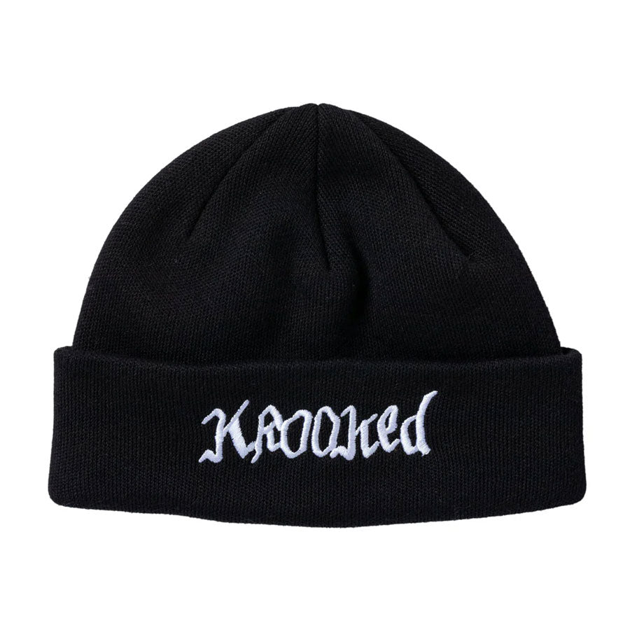 Krooked Double Ok Script Cuff Beanie Black/White