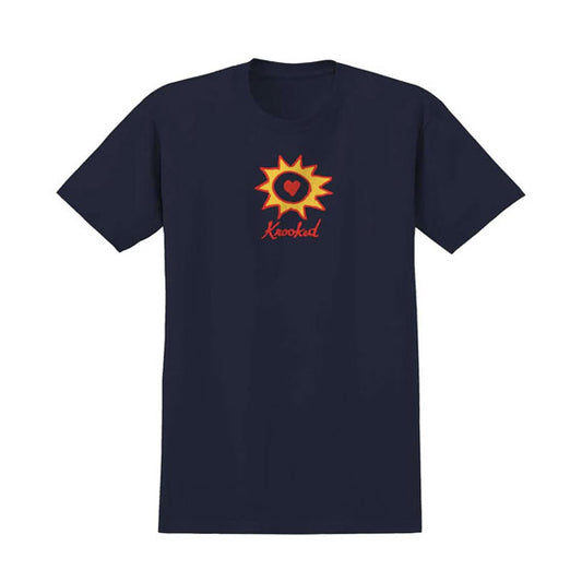 Krooked Sun Heart T-Shirt True Navy/Red