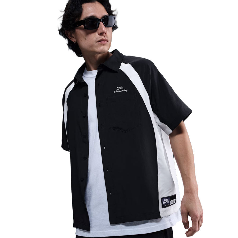 Nike SB Dri-FIT Woven Short-Sleeve Bowler Shirt - Black/White