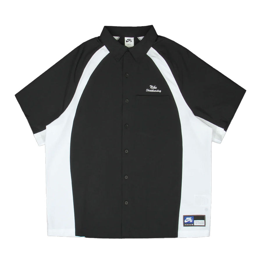 Nike SB Dri-FIT Woven Short-Sleeve Bowler Shirt - Black/White