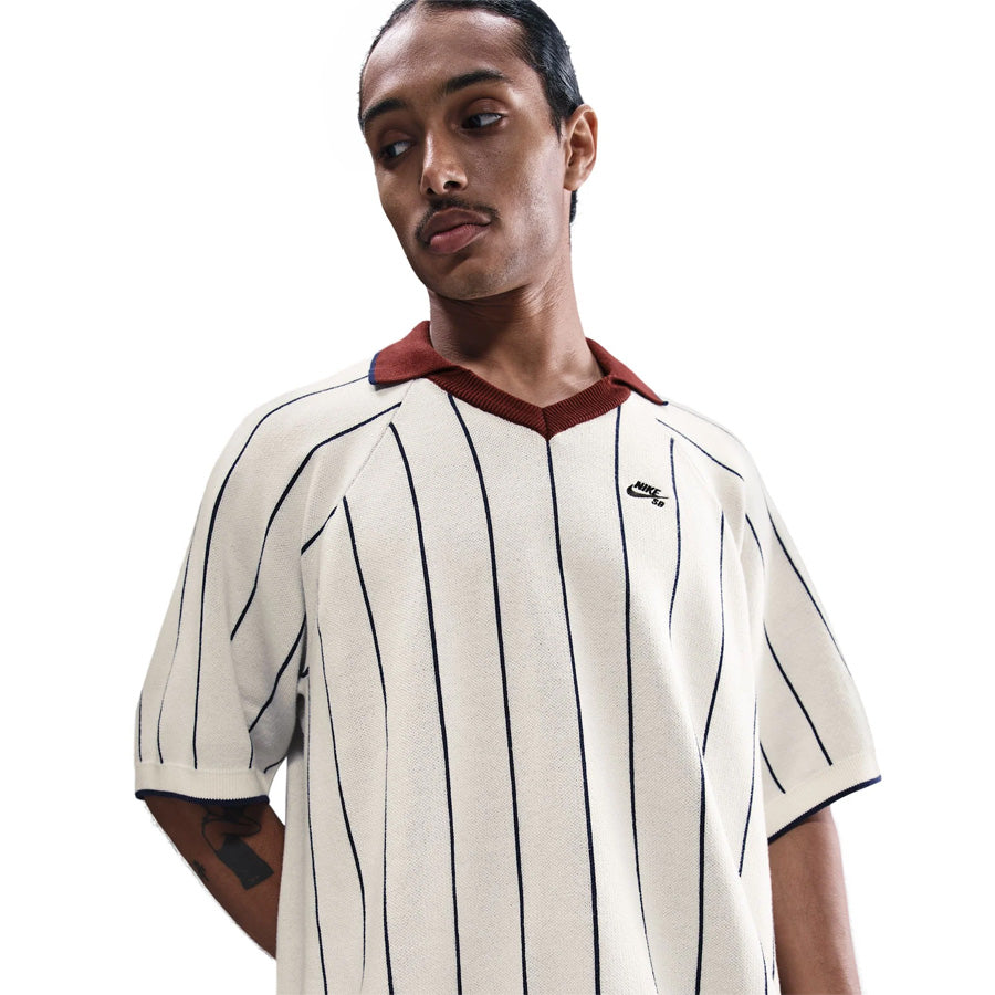 Nike SB Short Sleeve Polo Sweater Sail/Midnight Navy, Dark Team Red