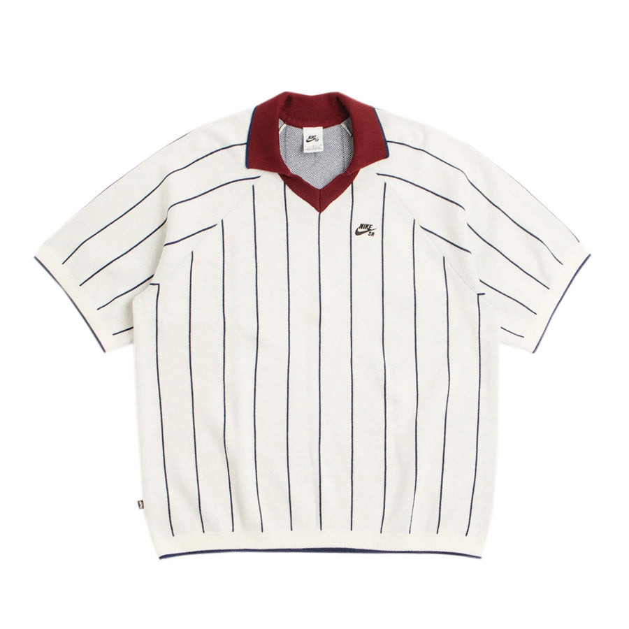 Nike SB Short Sleeve Polo Sweater Sail/Midnight Navy, Dark Team Red