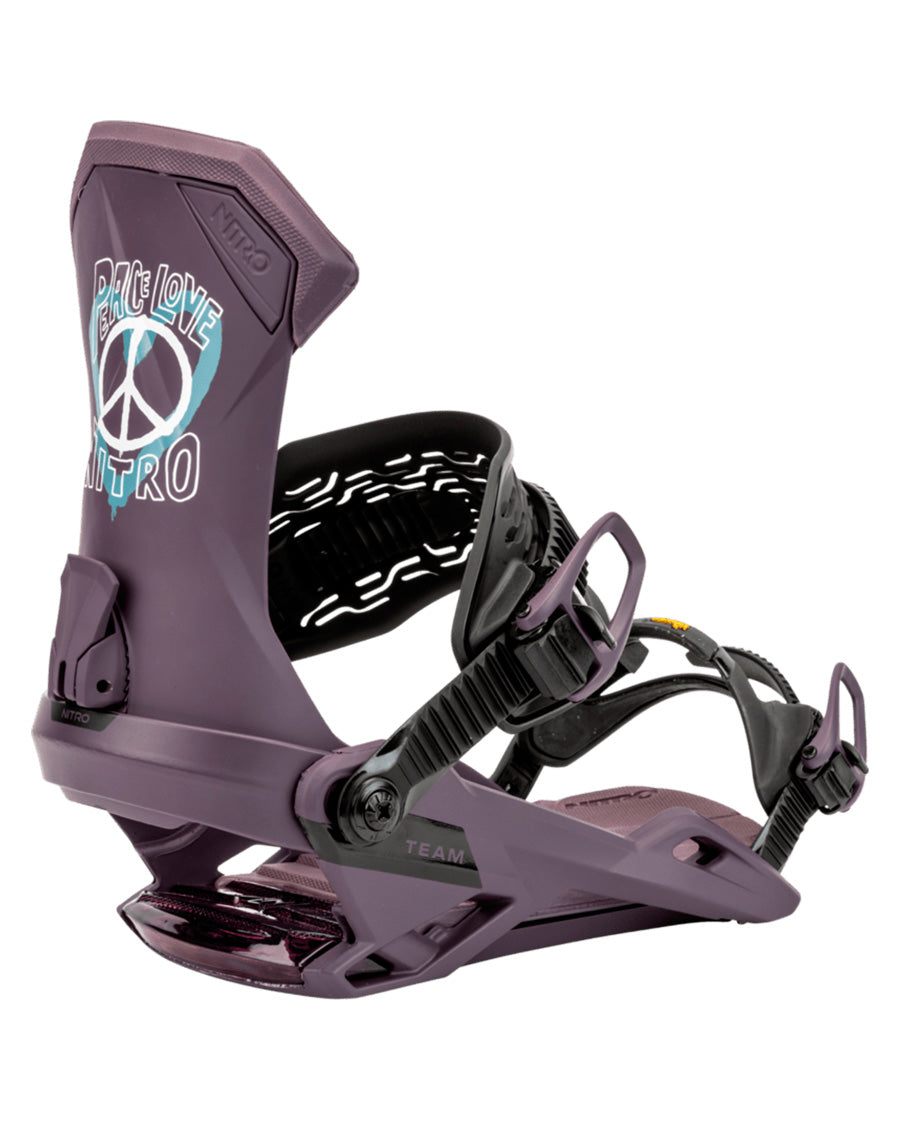 The award winning all mountain interface. The recently upgraded Team is Nitro´s best-selling snowboard binding for a good reason: its new 3d OptiFrame ankle strap elevates the bindings perfect blend of comfort and pro-caliber technologies with a laser focus on performance and durability for taking a beating day after day!