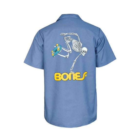 Powell Peralta Skateboard Skeleton Work Shirt Postal Blue