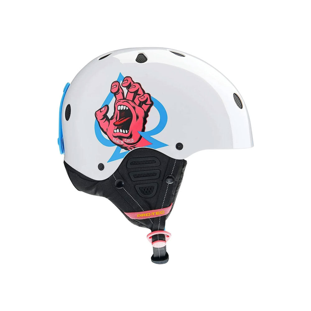 Protec x Santa Cruz Low Pro Snow Helmet White Gloss 2027