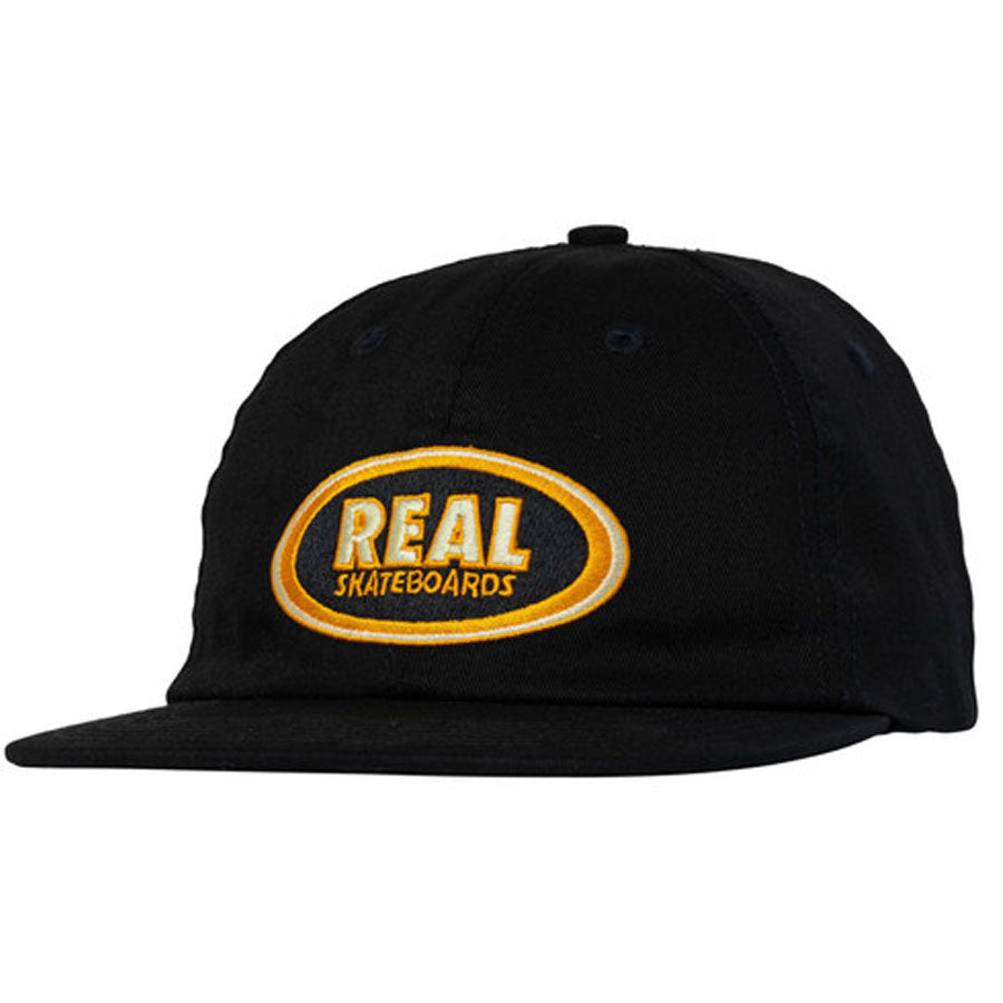 Real Oval Strapback Cap - Black/Cream/Orange