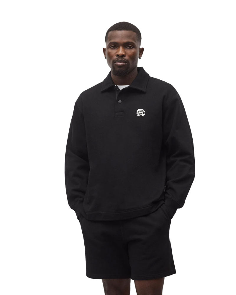 Reigning Champ MW Terry Monogram Rugby Sweatshirt Black-White