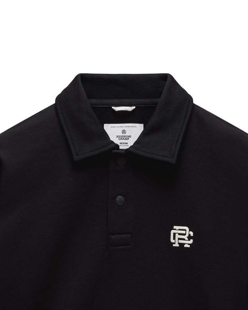 Reigning Champ MW Terry Monogram Rugby Sweatshirt Black-White
