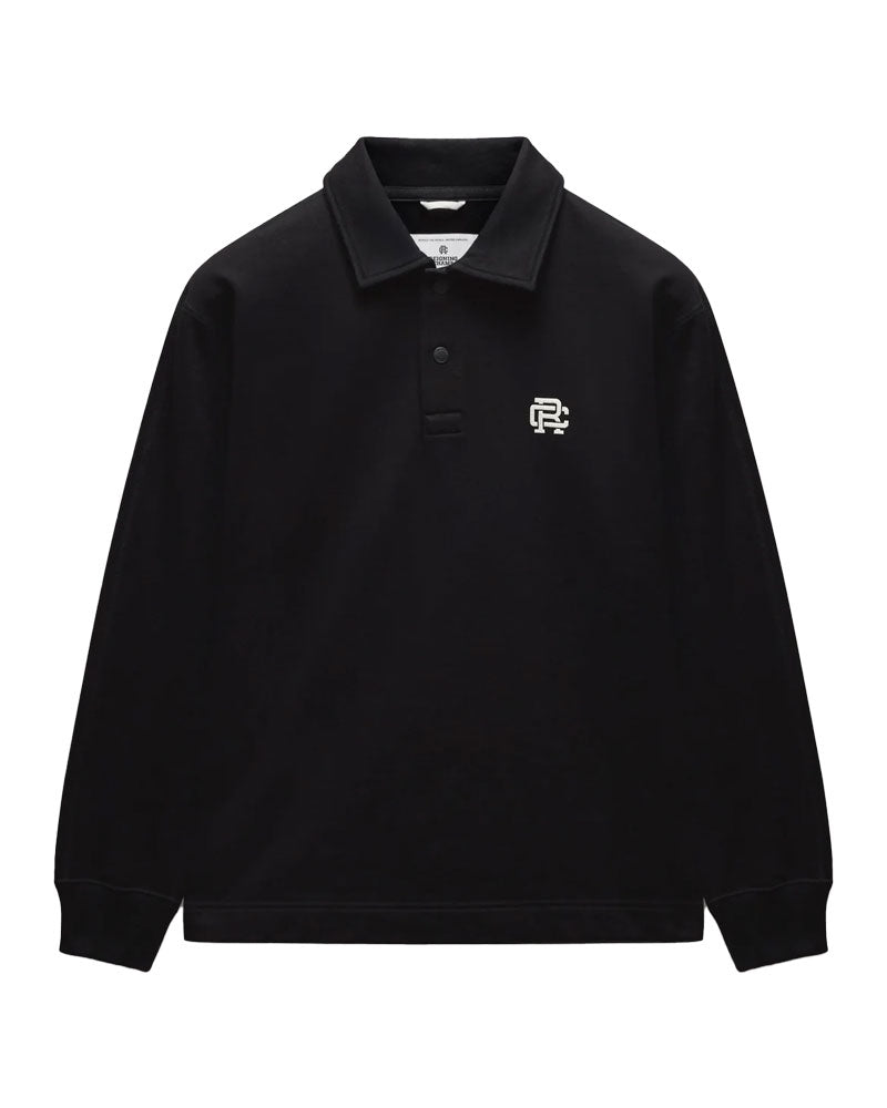 Reigning Champ MW Terry Monogram Rugby Sweatshirt Black-White