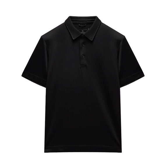 Reigning Champ Cotton Interlock Podium Standard Polo Black