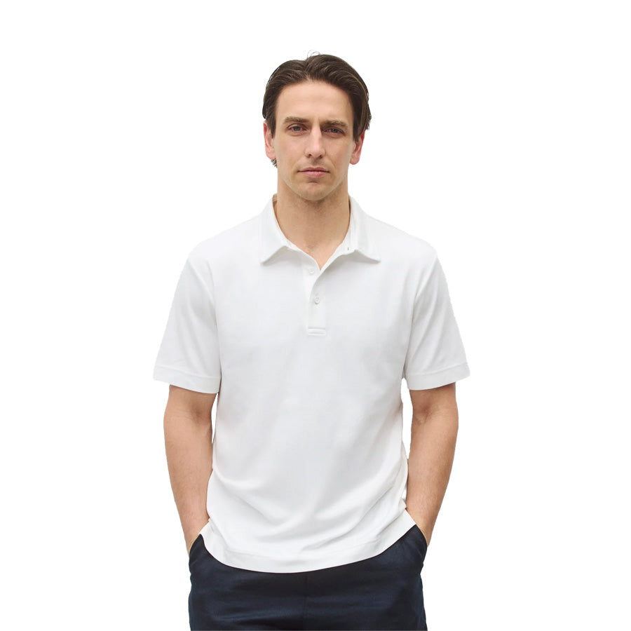 Reigning Champ Cotton Interlock Podium Standard Polo White