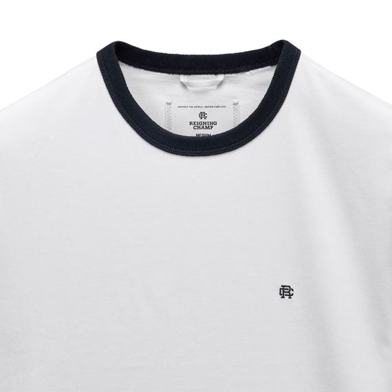 Reigning Champ Jersey Ringer Standard T-Shirt White/Navy