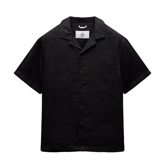 Reigning Champ Linen Retreat Relaxed Camp Button Shirt Black