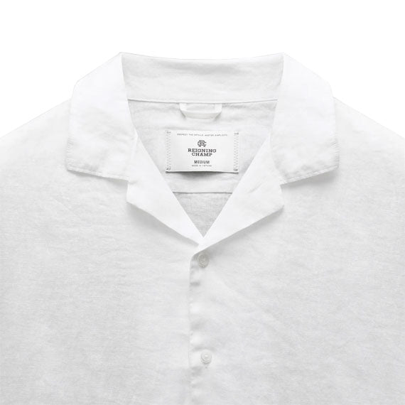 Reigning Champ Linen Retreat Relaxed Camp Button Shirt White