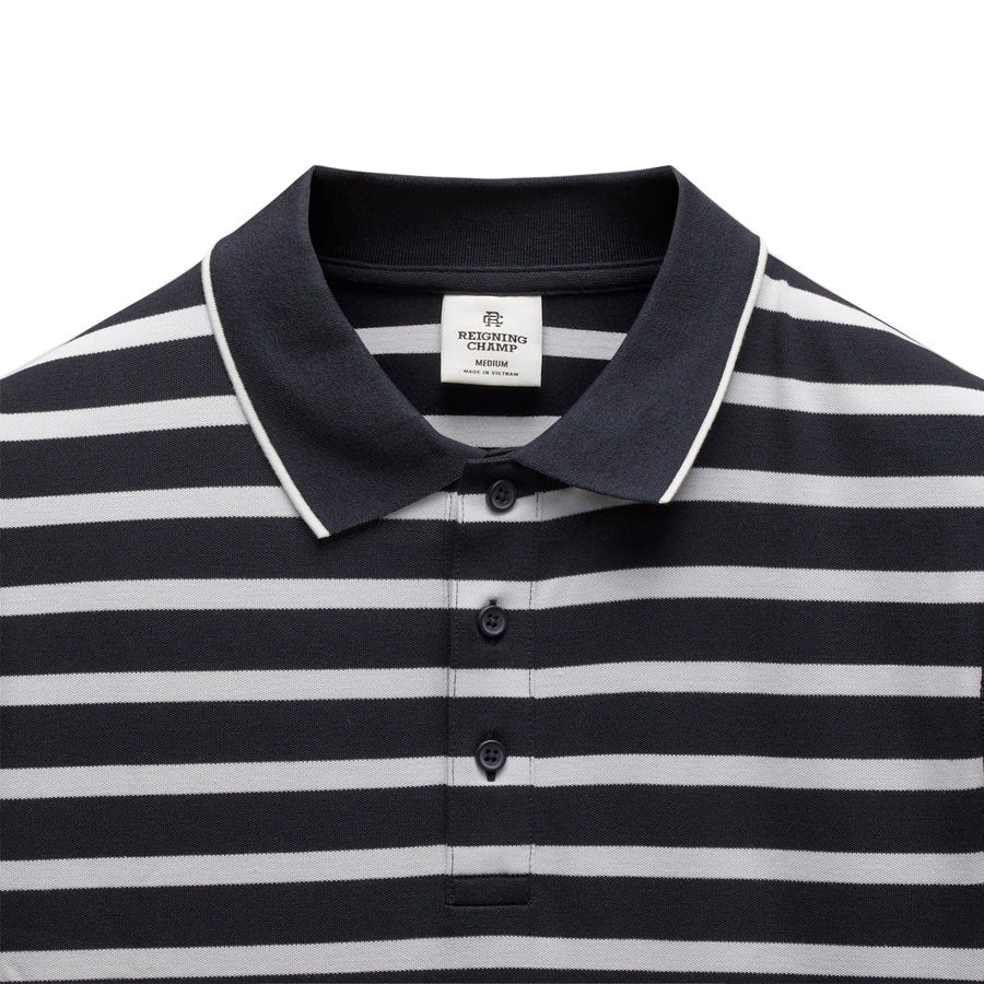 Reigning Champ Quick Dry Pique Playoff Polo Navy-White