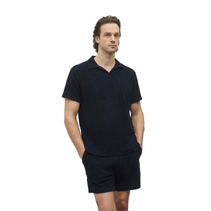 Reigning Champ Textured Terry Standard Polo Shirt Navy