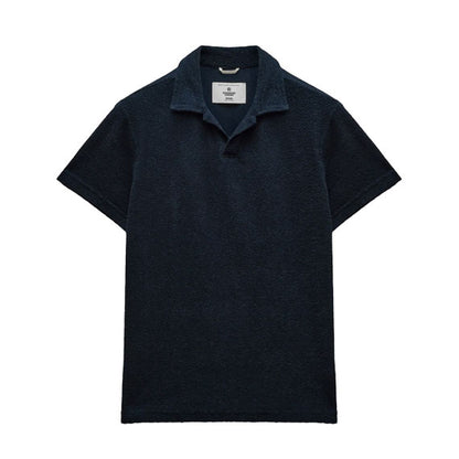 Reigning Champ Textured Terry Standard Polo Shirt Navy