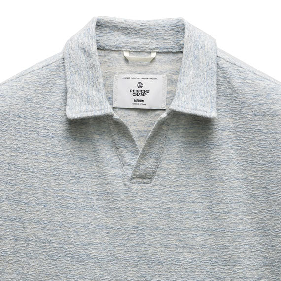 Reigning Champ Textured Terry Standard Polo Shirt Static Blue