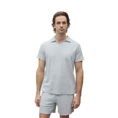 Reigning Champ Textured Terry Standard Polo Shirt Static Blue