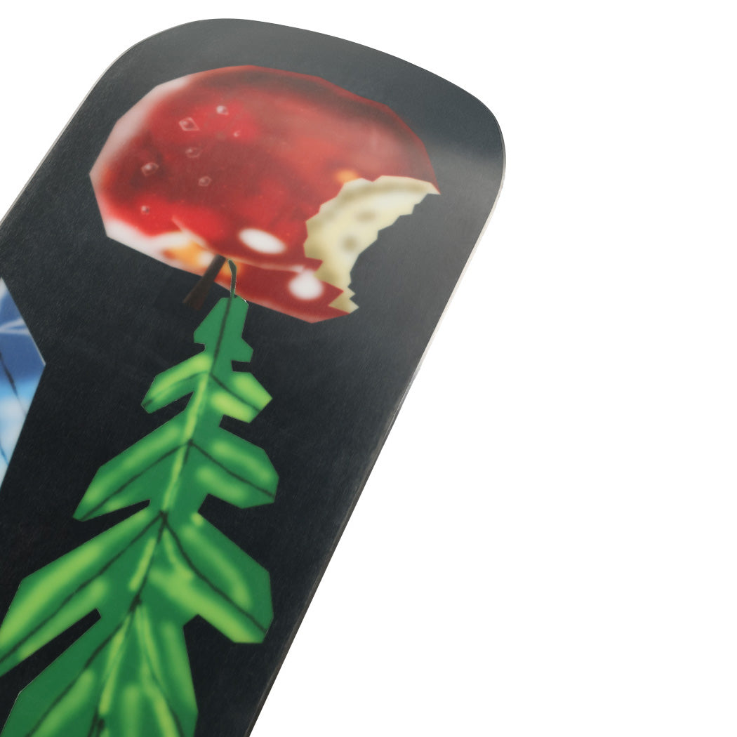 Close up view of the base near the tail on the Ride Burnout Snowboard