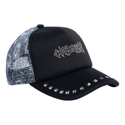 Corduroy Stud Trucker Cap Black
