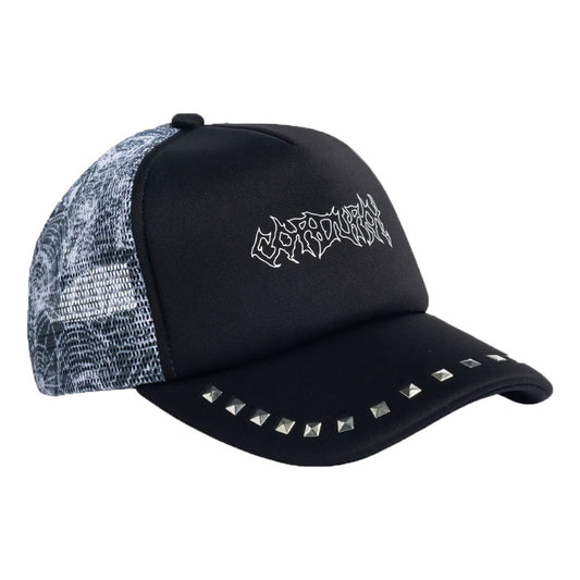 Corduroy Stud Trucker Cap Black